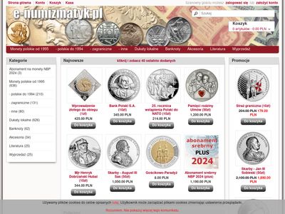 Sklep numizmatyczny, monety srebrne, monety okolicznościowe