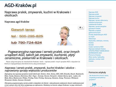 Naprawa pralek, zmywarek, kuchni Kraków i okolice tel. 505-295-825 lub 790-724-824