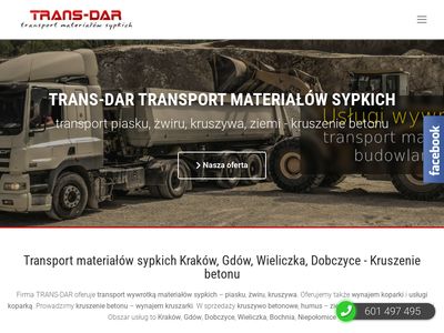 Transport kruszywa i materiałów sypkich - Transdar Kraków
