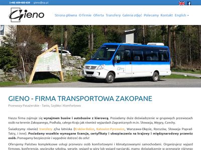 Gieno-Transport, Przewóz Osób Zakopane-Przewozy Wynajem Busów Autobusów-Transfery