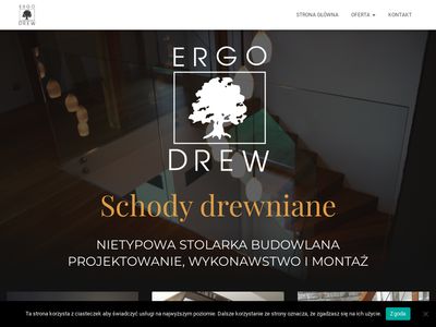 Schody z balustradą szklaną - ergodrew.pl