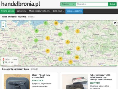 Handelbronia.pl - mapa strzelnic, mapa sklepów z bronią