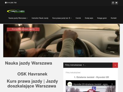 OSK Havranek - Kurs prawa jazdy } Jazdy doszkalające Warszawa.