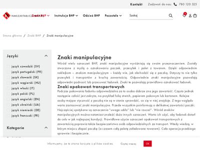 Znaki manipulacyjne., znaki na opakowaniach - naklejkitabliczkibhp.pl