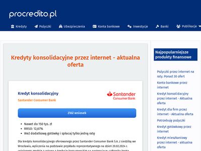 Kredyt konsolidacyjny przez internet - Procredito.pl