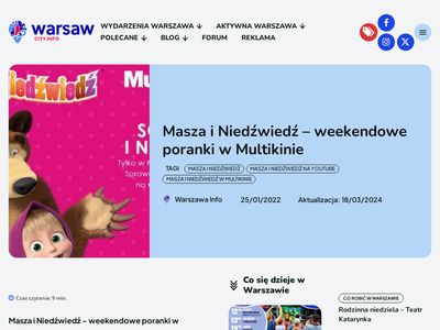 Masza i Niedźwiedź, weekendowe poranki w Multikinie - warsawcity.info
